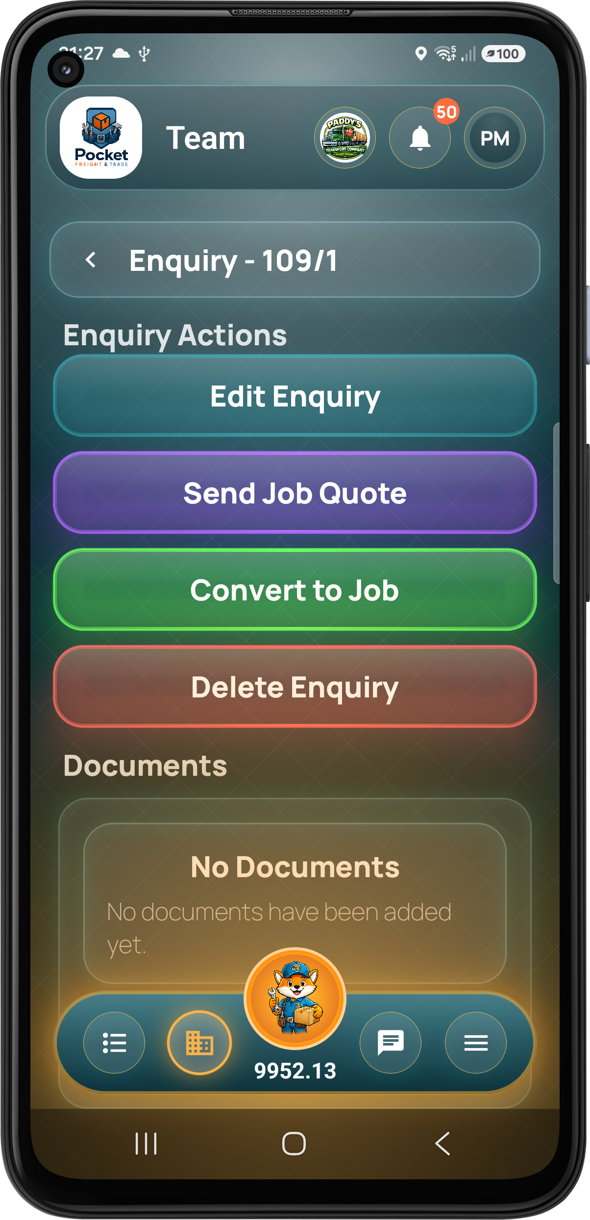 Admin enquiry actions