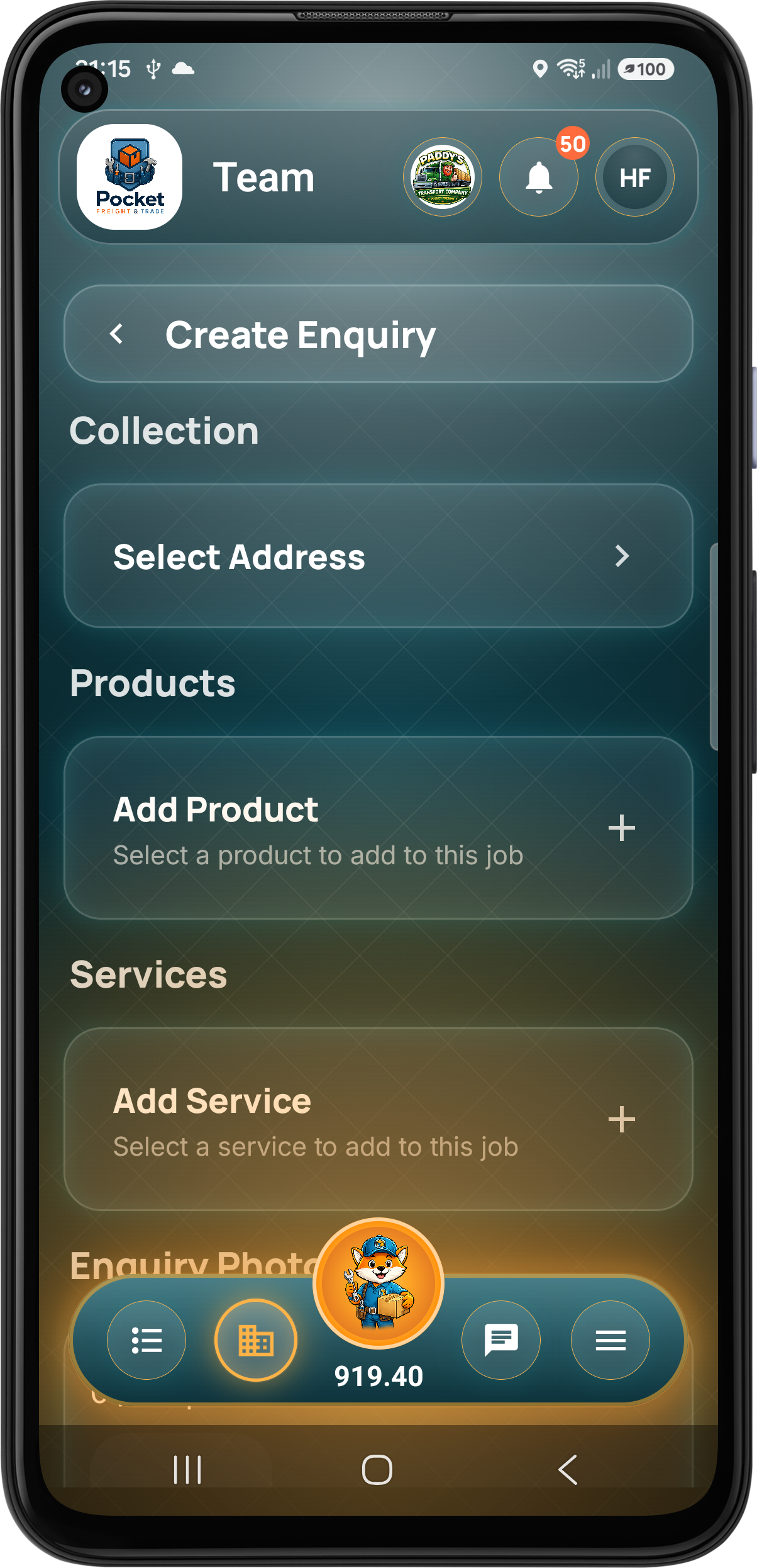 Customer adds locations products and services