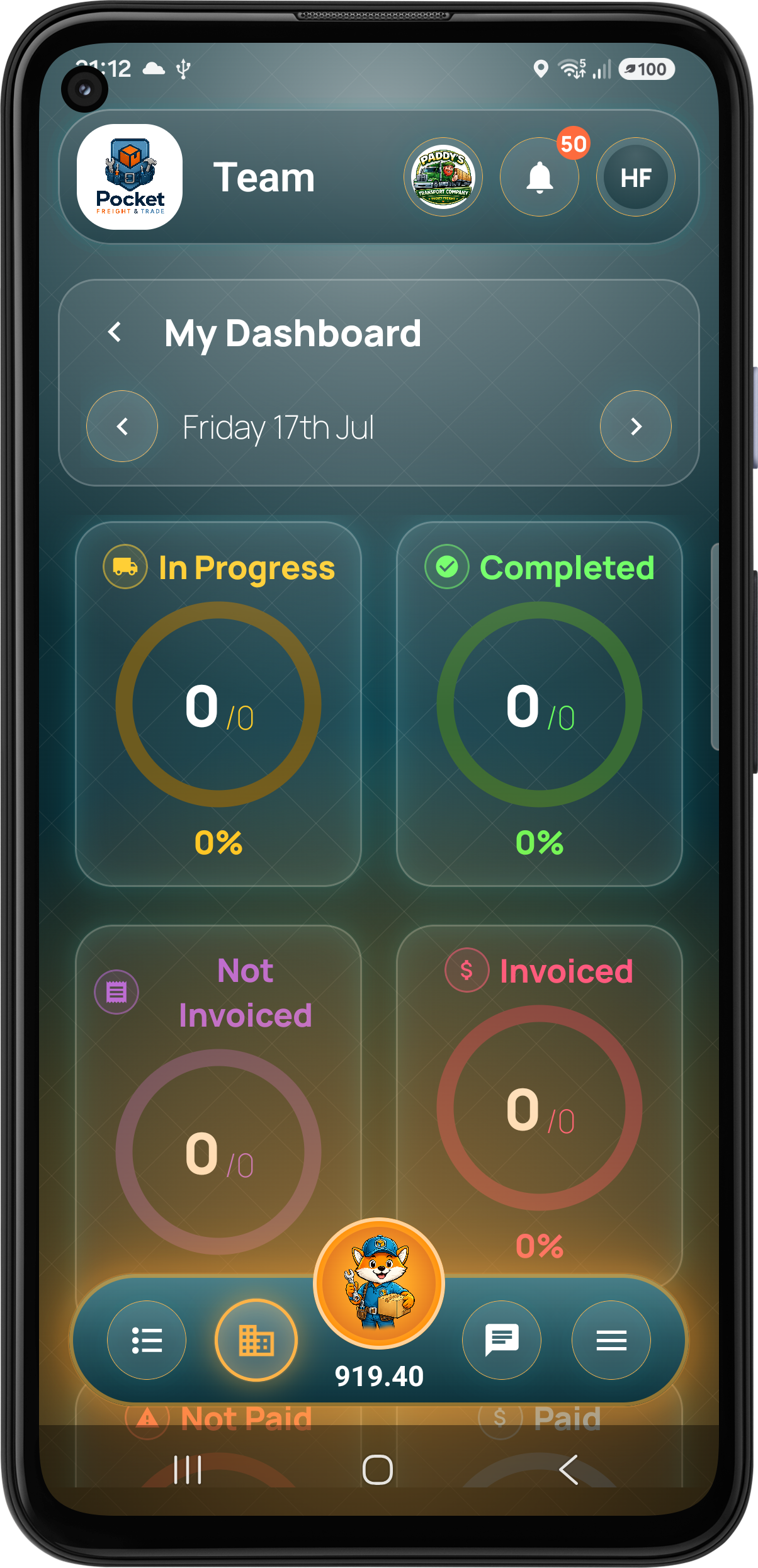 Customer dashboard progress paperwork and finance counts