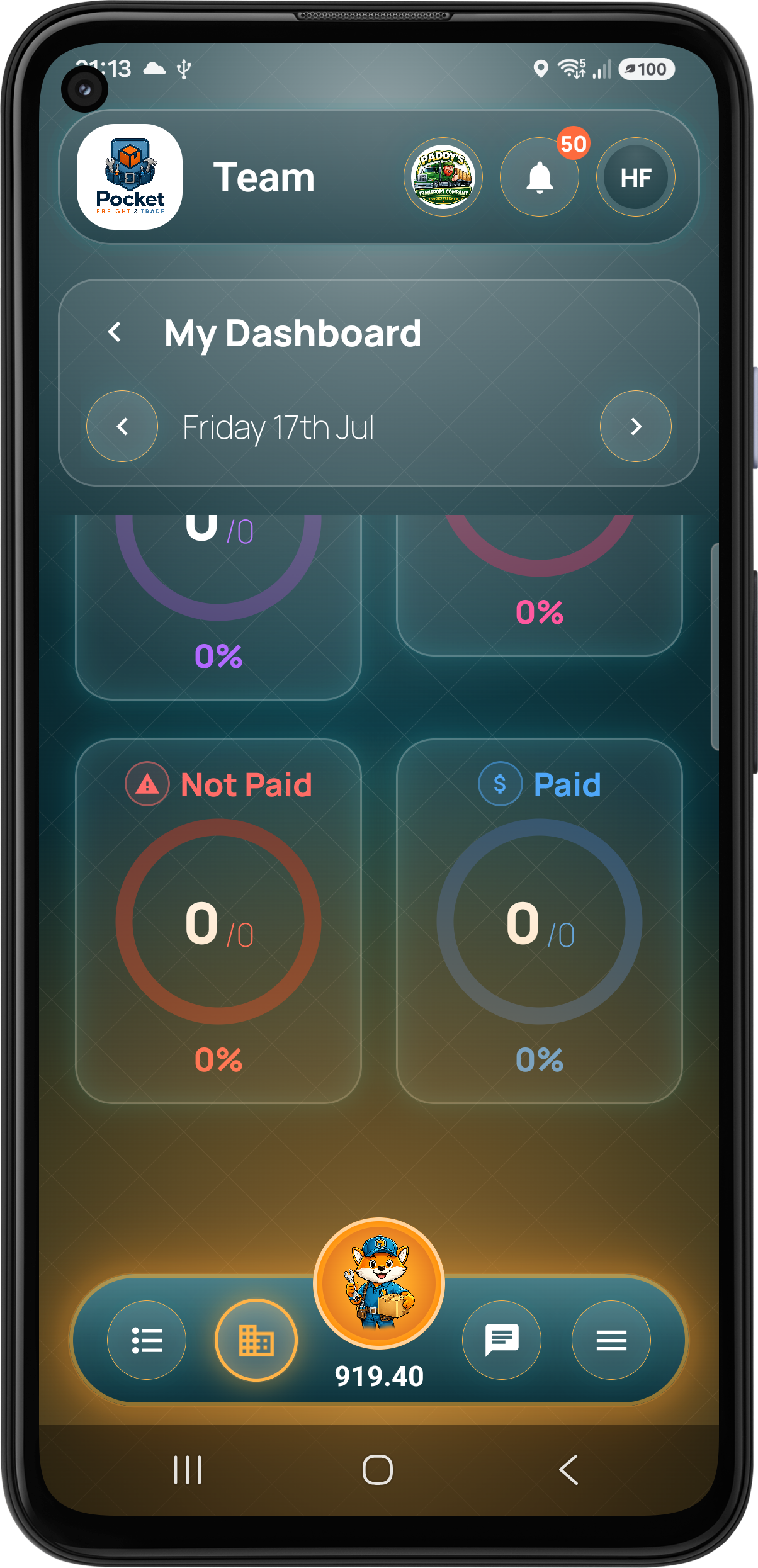 Customer dashboard paid and unpaid counts