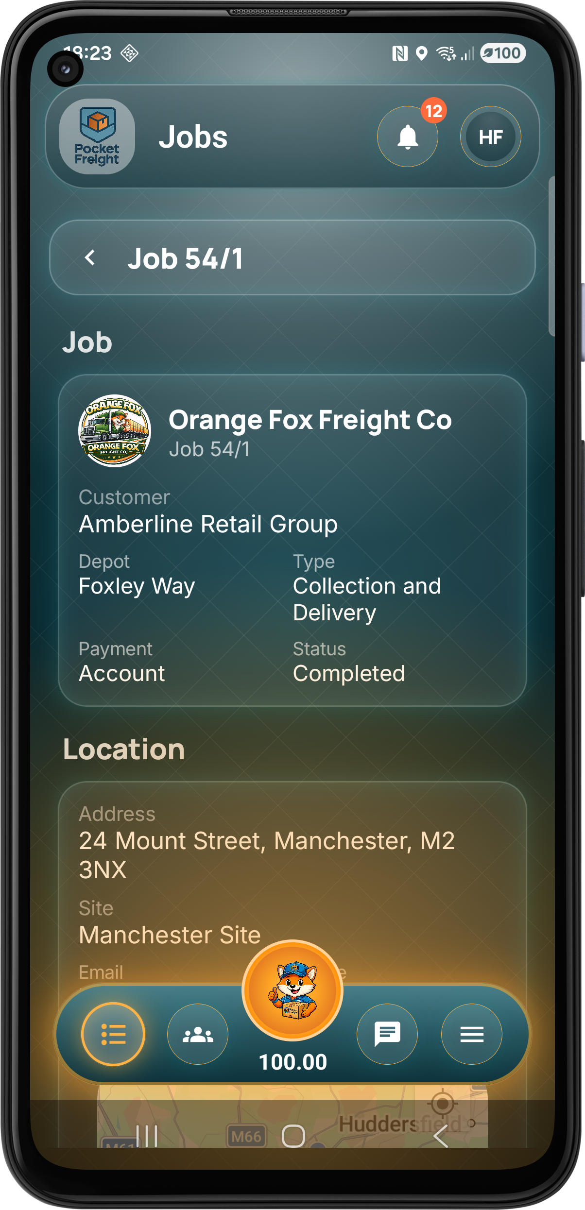 Pocket Freight job stage screen one