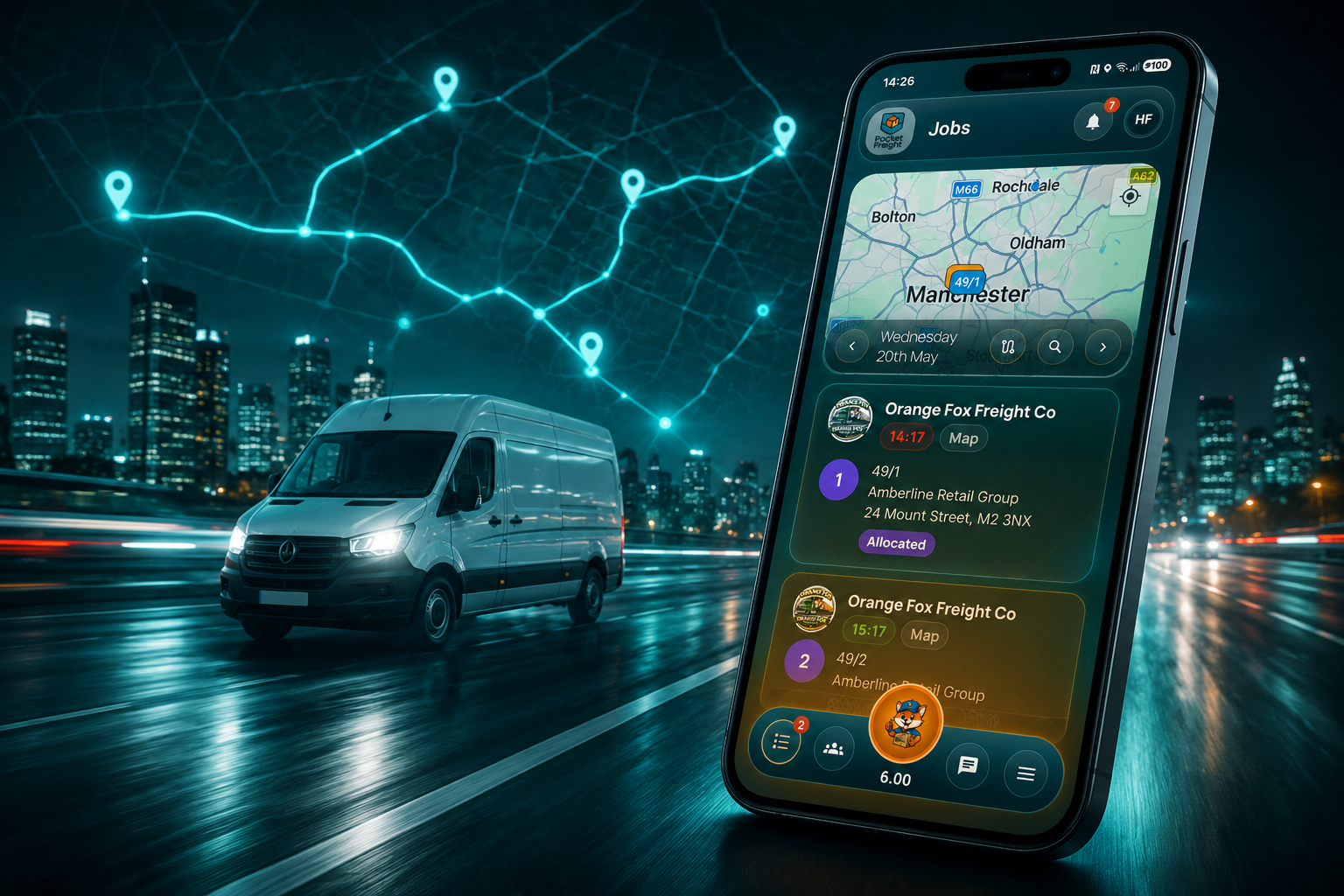 Pocket Freight app with modern logistics workflow