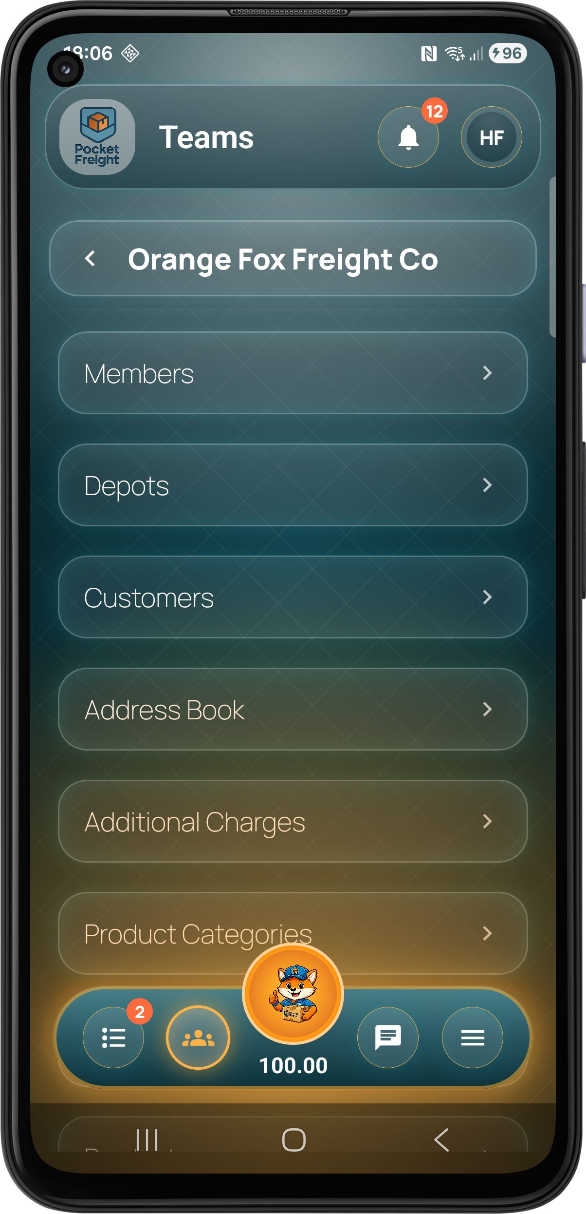 Pocket Freight configurable team options